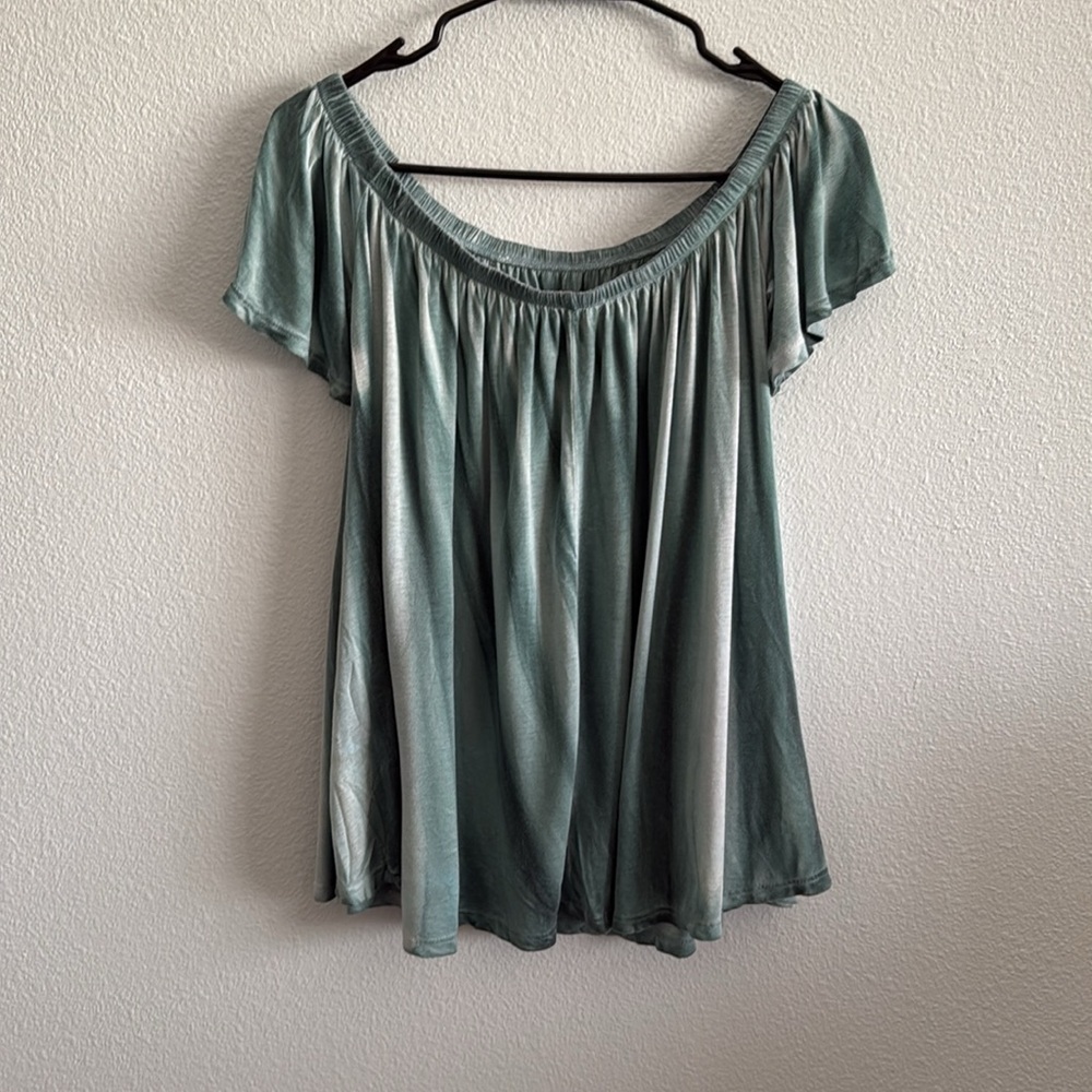 Free People Movement Green Tie-Dye Off-Shoulder Swing Top Size Medium - Picture 2 of 5